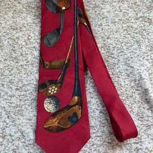 Stylish Red Golf-Themed Men's Tie